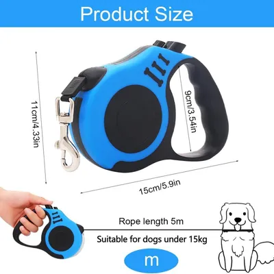 ZooVenture Laisse Rétractable Chien - ABS, 5m, Antidérapant