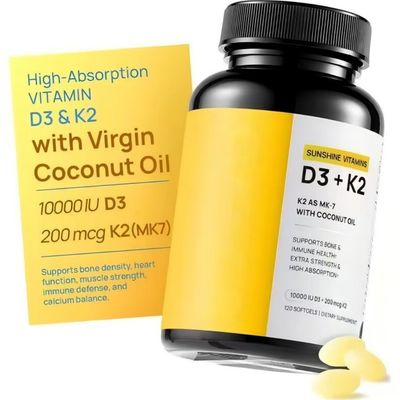 Applicable à OEM Vitamines D3 K2 naturelles 120 gélules biodisponibles