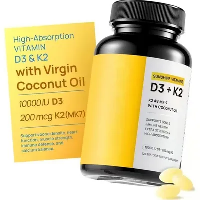 Applicable à OEM Vitamines D3 K2 naturelles 120 gélules biodisponibles Applicable à OEM Vitamines D3 K2 naturelles 120 gélules biodisponibles