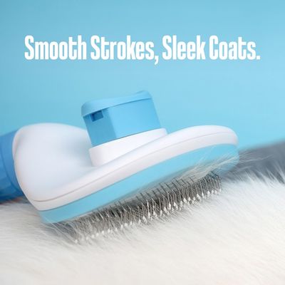 PetTribes Brosse Auto-Nettoyante Toilettage Animaux (Bleu)