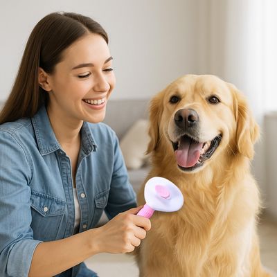 PetTribes Brosse Auto-Nettoyante Toilettage Animaux (Bleu)