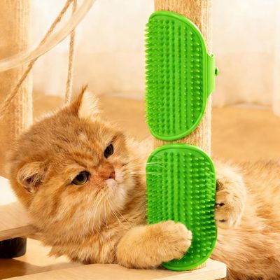PetTribes Brosse Silicone Animaux 2 Pièces Vert Ajustable