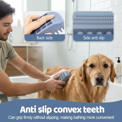PetTribes Brosse de Toilette Animaux Brosse Silicone Douce PetTribes Brosse de Toilette Animaux Brosse Silicone Douce