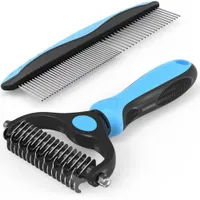 ZooVenture Brosse 2-en-1 Chien Chat - Sous-Poil, Manche TPR