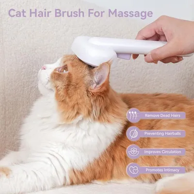 Brosse chat violette : système auto-nettoyant à une touche, massage doux