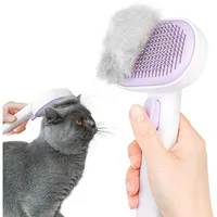Brosse chat violette : système auto-nettoyant à une touche, massage doux