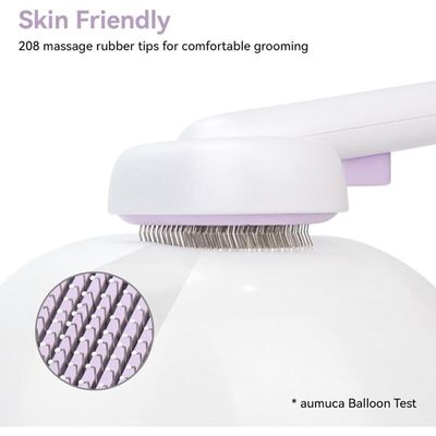 Brosse chat violette : système auto-nettoyant à une touche, massage doux