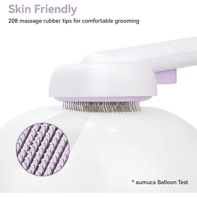 Brosse chat violette : système auto-nettoyant à une touche, massage doux