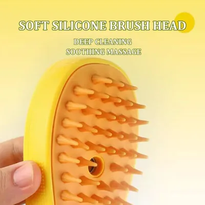 Brosse vapeur chat 3-en-1 verte : brosse multifonction massage & brossage Brosse vapeur chat 3-en-1 verte : brosse multifonction massage & brossage