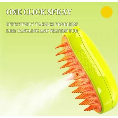 Brosse vapeur chat 3-en-1 verte : brosse multifonction massage & brossage