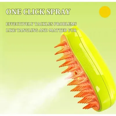 Brosse vapeur chat 3-en-1 verte : brosse multifonction massage & brossage Brosse vapeur chat 3-en-1 verte : brosse multifonction massage & brossage
