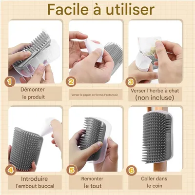 Zoomtopia Brosse murale auto-nettoyante pour chat angle massant 3 pièces Zoomtopia Brosse murale auto-nettoyante pour chat angle massant 3 pièces