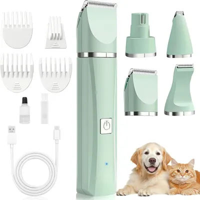 PetTribes Tondeuse 4-en-1 Sans Fil Verte Animaux (USB, <50dB) PetTribes Tondeuse 4-en-1 Sans Fil Verte Animaux (USB, <50dB)