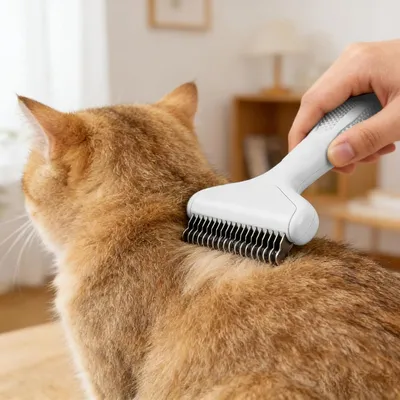 Zoomtopia Brosse autonettoyante chat chien poils longs blanc métal Zoomtopia Brosse autonettoyante chat chien poils longs blanc métal