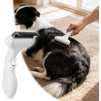 Zoomtopia Brosse autonettoyante chat chien poils longs blanc métal Zoomtopia Brosse autonettoyante chat chien poils longs blanc métal