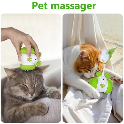 PetTribes Jouet Chat Automatique, Boule LED Plumes Cloche, Vert