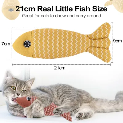 ZooVenture Jouet Chat Poisson Herbe à Chat - Coton Lin, 3 Couleurs