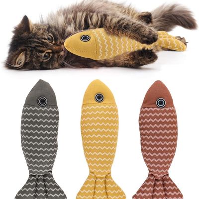 ZooVenture Jouet Chat Poisson Herbe à Chat - Coton Lin, 3 Couleurs