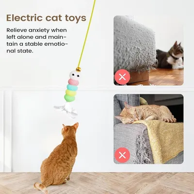 MCBOSON Jouet chat interactif suspendu bleu recharge USB