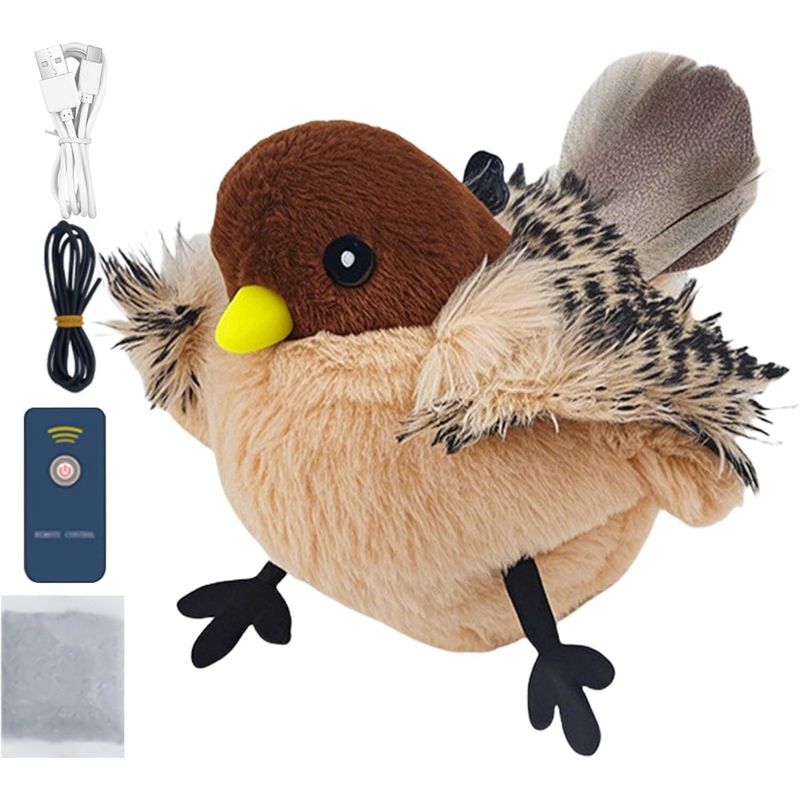 Zoomtopia Jouet oiseau battant rechargeable pour chat velours avec à chat