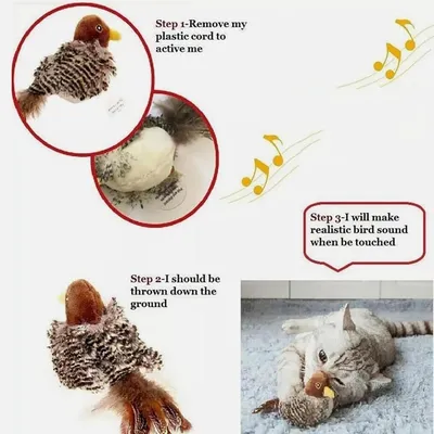 Zoomtopia Jouet oiseau battant rechargeable pour chat velours avec à chat