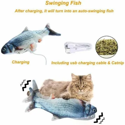 PetTribes Jouet Poisson Vibrant USB pour Chat avec Queue Mobile