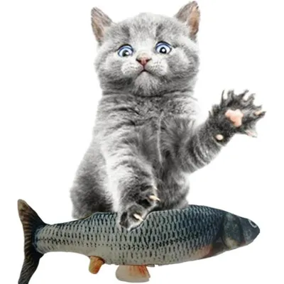 PetTribes Jouet Poisson Vibrant USB pour Chat avec Queue Mobile