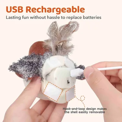 FurryFusion Jouet d'oiseau rechargeable pour chat