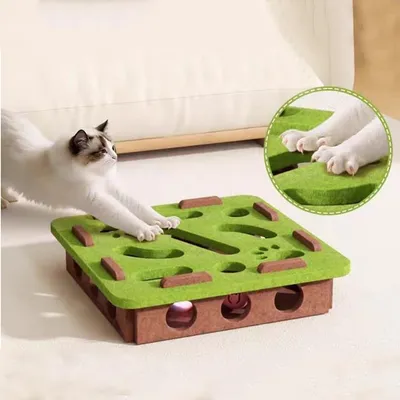 PetTribes Jouet Labyrinthe Interactif Vert Carré pour Chat
