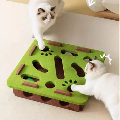 PetTribes Jouet Labyrinthe Interactif Vert Carré pour Chat