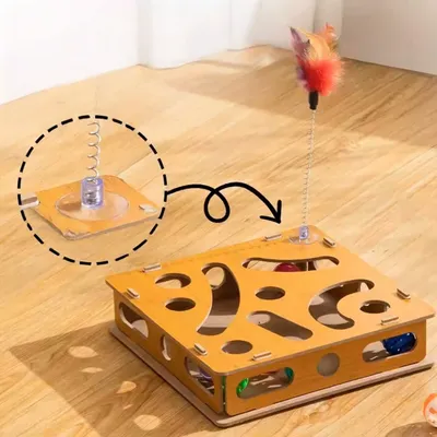 FurryFusion Boîte de jeu éducatif pour chat avec bâton et cloche