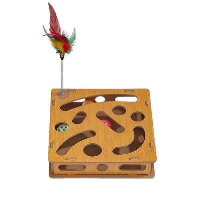 FurryFusion Boîte de jeu éducatif pour chat avec bâton et cloche
