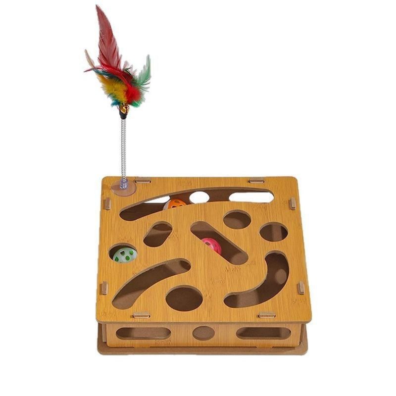 FurryFusion Lernspielbox für Katzen mit Stab und Glöckchen