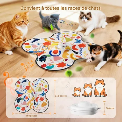 ZooVenture Jouet Chat Double - Papillon, Mille-Pattes, USB