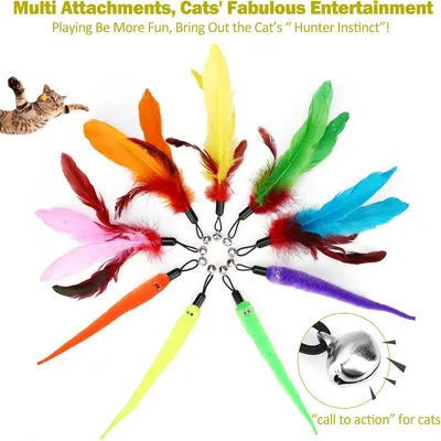 PetTribes Ensemble Jouets Chat - 2 Bâtons + 9 Plumes