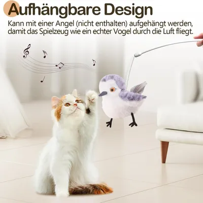ZooVenture Jouet Chat Oiseau Battant - Capteur Mouvement, Peluche