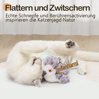 ZooVenture Flatternder Vogel als Katzenspielzeug – Bewegungssensor, Plüsch