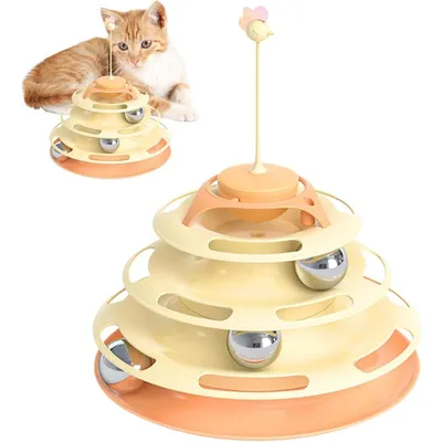 Zoomtopia Jouet pour Chat 4 couches pour chat puzzle interactif jaune