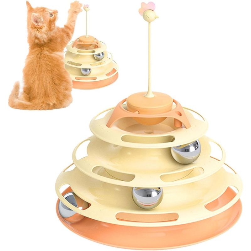 Zoomtopia Jouet pour Chat 4 couches pour chat puzzle interactif jaune