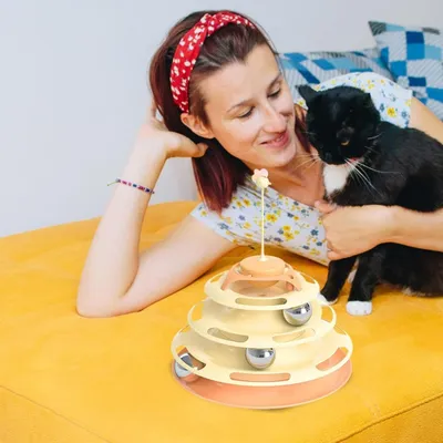 Zoomtopia Jouet pour Chat 4 couches pour chat puzzle interactif jaune