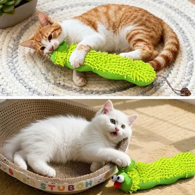 MCBOSON Lot de 2 (Herbe à chat) Jouets Chenille Peluche Douce