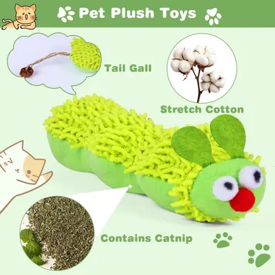 MCBOSON Lot de 2 (Herbe à chat) Jouets Chenille Peluche Douce