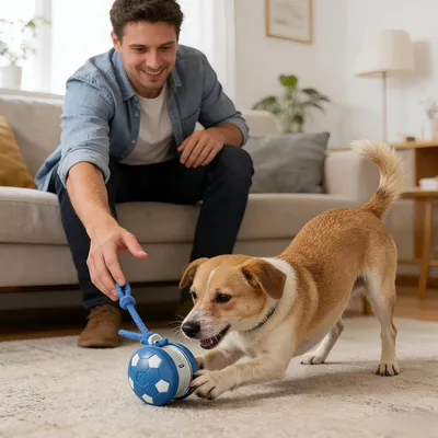 Pawffee Balle jouet interactive pour chat et chien - bleu