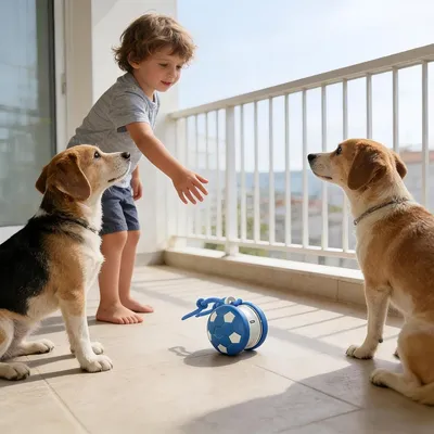 Pawffee Balle jouet interactive pour chat et chien - bleu