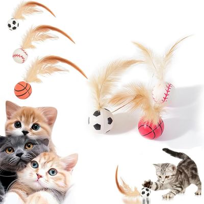 PetTribes Lot 3 Balles Élastiques Chat Intérieur Chasse