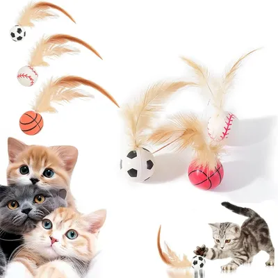 PetTribes Lot 3 Balles Élastiques Chat Intérieur Chasse
