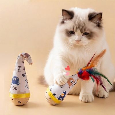 FurryFusion Jouet oursillon pour chat avec plumes et balles