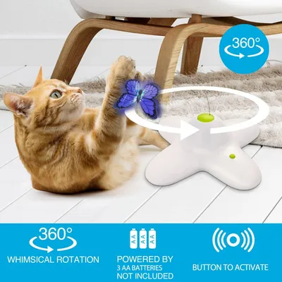 PetTribes Jouet Chat Automatique Papillon : Rotation 360°, 2 Remplacements