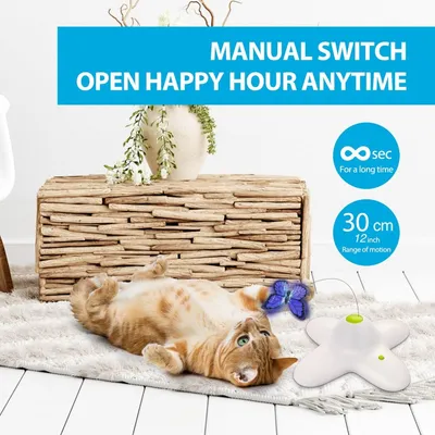PetTribes Jouet Chat Automatique Papillon : Rotation 360°, 2 Remplacements