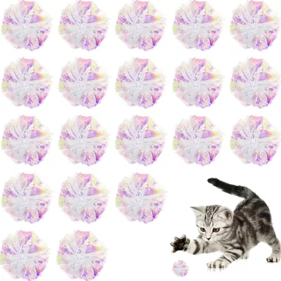 PetTribes 20 Boules Froissement Chat PVC Colorées Stimulation 5.1cm
